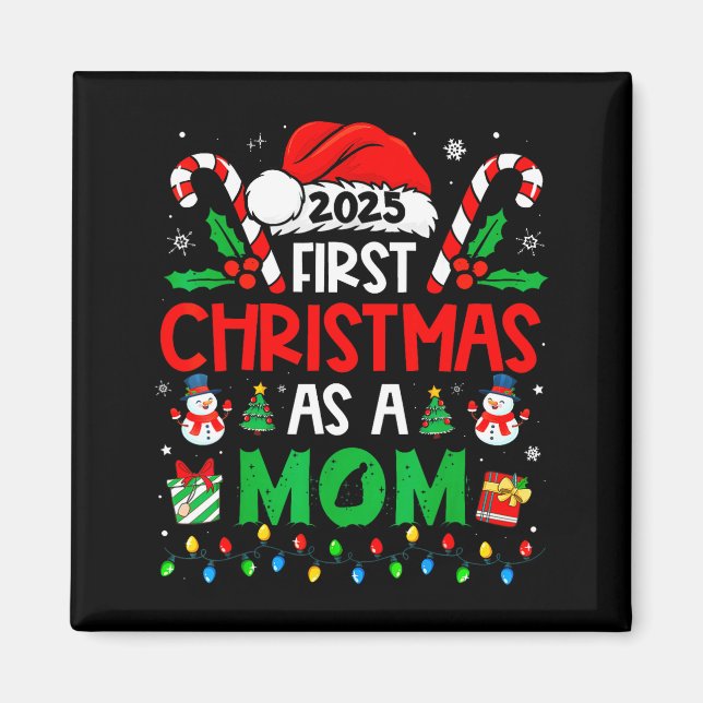 Imán First Christmas As A Mom Family Matching New Mommy (Frente)