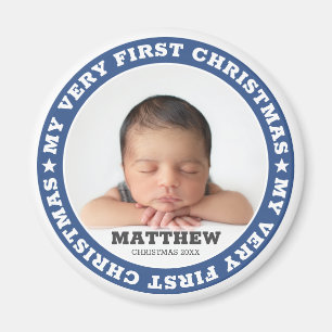 Imán First Christmas Modern Custom Baby Photo Keepsake