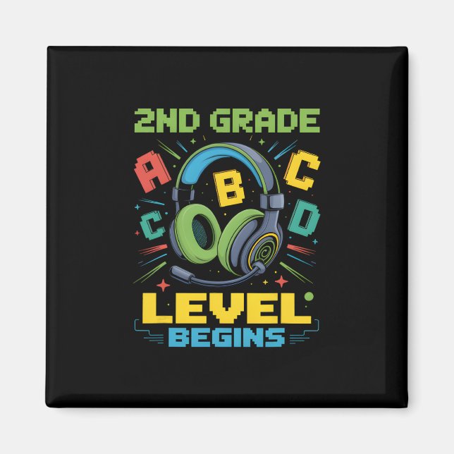 Imán First Day Of 2nd Grade Level Begins Shirt Gamer Bo (Frente)