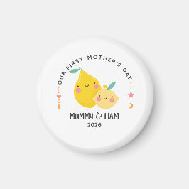 Imán First Mother’s Day 2026 Cute Lemon Mom & Baby 