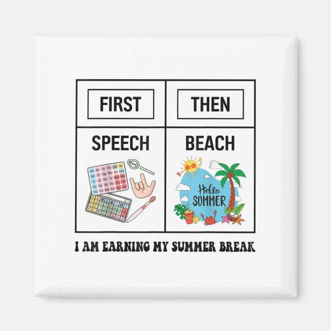 Imán First Speech Then Beach Funny Speech Therapy Summe (Frente)