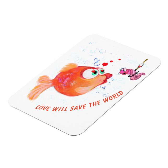 Imán Fish and Worm Love Romantic Personalizado Magnet (Lado Izquierdo)
