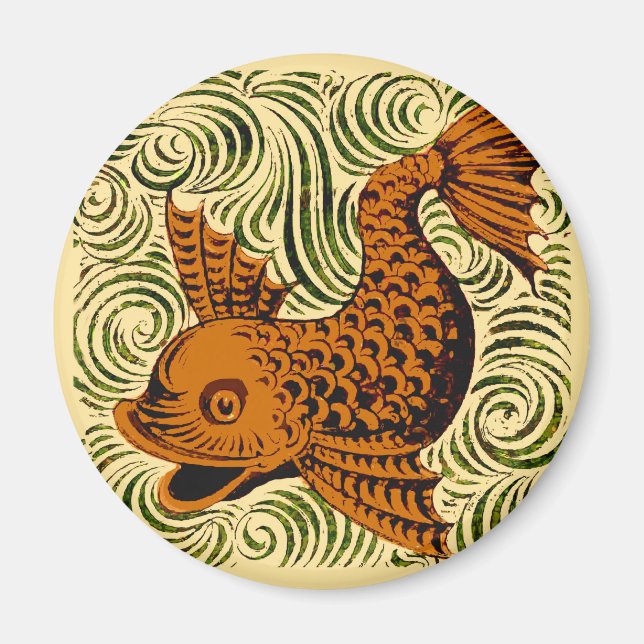 Imán Fish Antiguo Tile Antiguo arte (Frente)