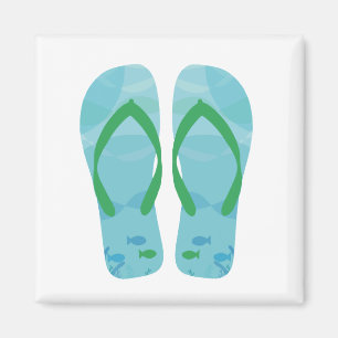 Imán Fish Blue Fish Summer Beach Flip Flops Magnet