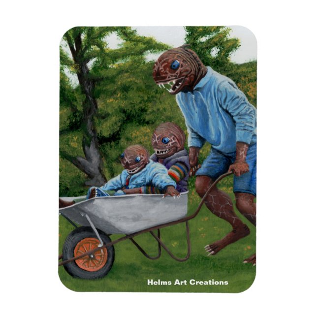 Imán Fish Man Autumn Fun Fantasy Art Photo Magnet (Vertical)