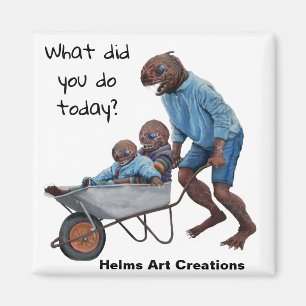 Imán Fish Man Autumn Fun Ride Fantasy Art Button Magnet