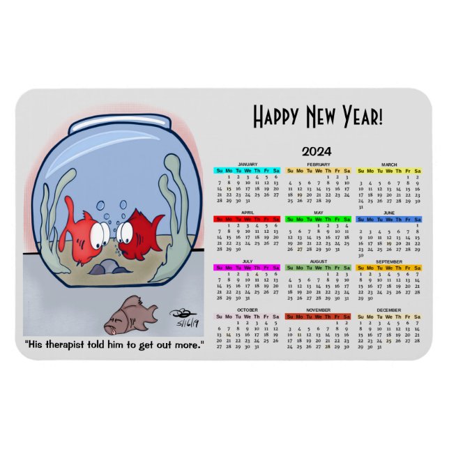 Imán Fish Story 2024 Calendar Photo Magnet (Horizontal)