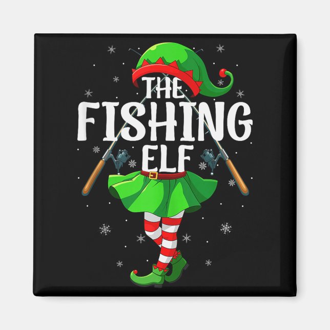 Imán Fishing Elf Christmas Girls Women Elf Squad Xmas F (Frente)