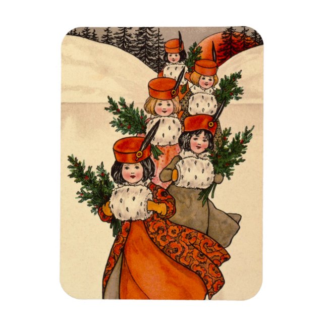 Imán Five Girls With Furry Muffs - Florence Hardy (Vertical)