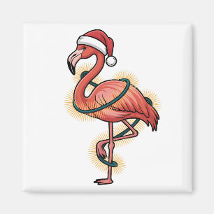 Imán Flamenco Envuelto En Luz De Navidad Pájaro Rosa