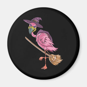 Imán Flamencos Fiesta de Halloween Flamingo Witch Sca