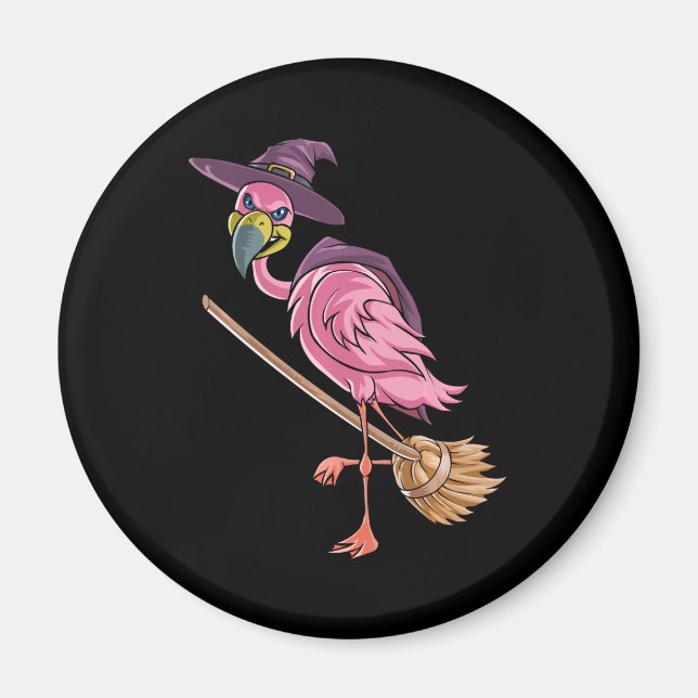 Imán Flamencos | Fiesta de Halloween Flamingo Witch Sca (Frente)