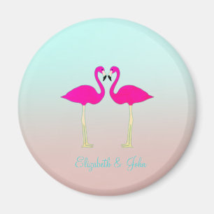 Imán Flamencos rosados adorables enamorados-Personaliza