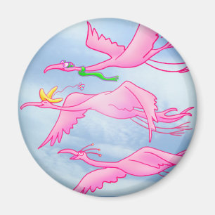 Imán Flamencos rosados que vuelan al oeste