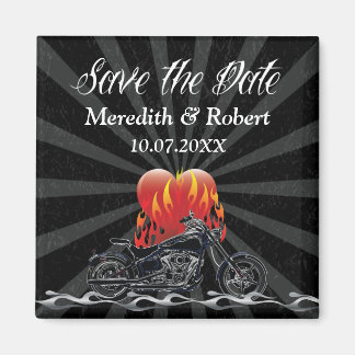 Imán Flaming Love Biker Save the Date