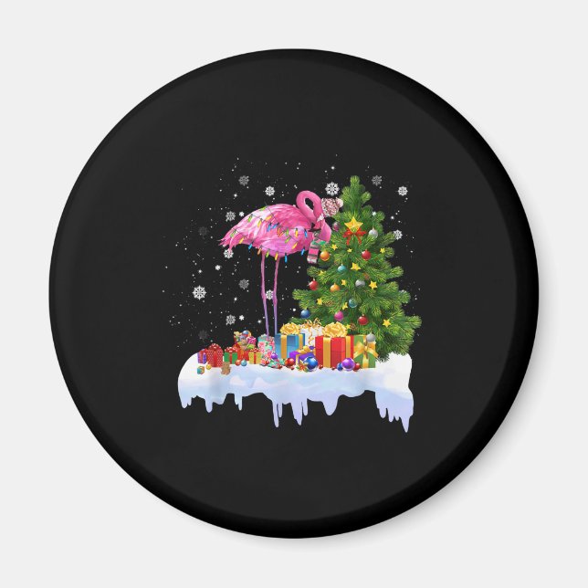 Imán Flamingo Christmas Tree Lights (Frente)