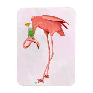 Imán Flamingo con un cóctel