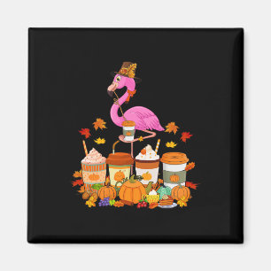 Imán Flamingo de Acción de Gracias con tazas de café Go