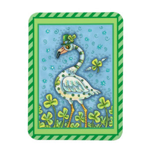 IMÁN FLAMINGO DE PUNTO DE POLKA VERDE, FUNNY ST. EL DÍA