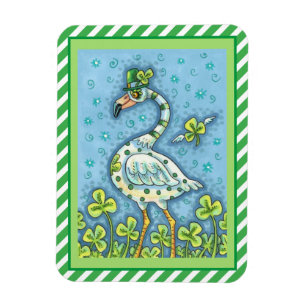 IMÁN FLAMINGO DE PUNTO DE POLKA VERDE, FUNNY ST. EL DÍA