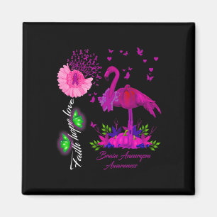 Imán Flamingo Faith Hope Love Brain Aneurysm Awareness