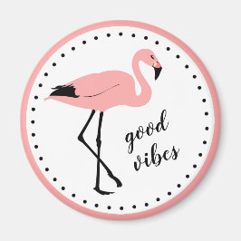 Imán Flamingo Good Vibes Pink Black Magnet