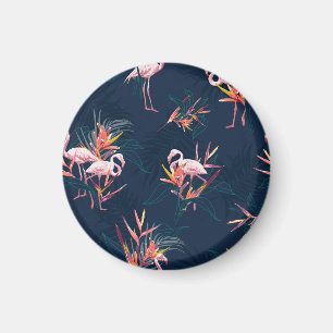 Imán Flamingo hawaiano: Obra de arte tropical vintage