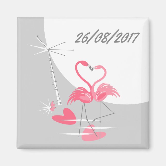 Imán Flamingo Love Large Moon Date imnet square (Frente)