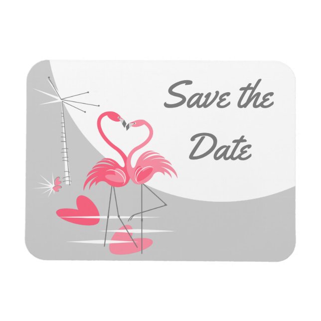 Imán Flamingo Love Large Moon Save the Date (Horizontal)
