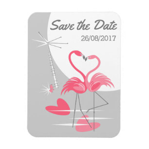 Imán Flamingo Love Large Moon Save the Date date