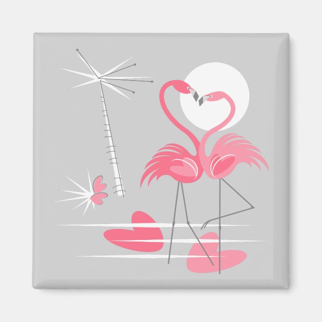 Imán Flamingo Love Magnet square (Frente)