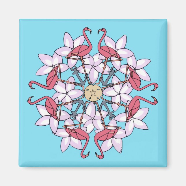 Imán Flamingo Mandala-imán (Frente)