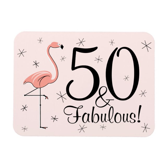 Imán Flamingo Rosa 50 y Fabulous imnet flexible (Horizontal)