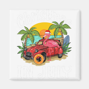 Imán Flamingo rosa en Navidades de Santa Hat en camiset