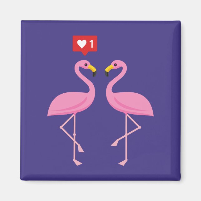Imán Flamingo Rosa lindo como Pastel de Corazón (Frente)