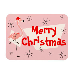 Imán Flamingo Santa Rosa Feliz Navidad flexible