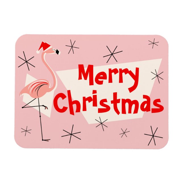 Imán Flamingo Santa Rosa Feliz Navidad flexible (Horizontal)