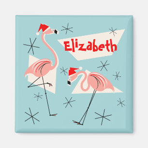 Imán Flamingo Santas Blue Name imnet cuadrado