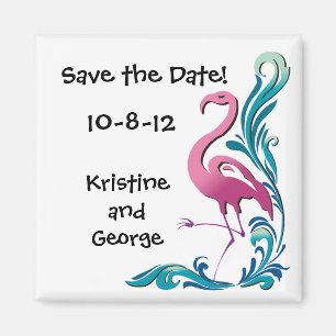 Imán Flamingo Save the Date Magnet