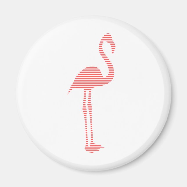 Imán Flamingo - tiras - rosa y blanco. (Frente)