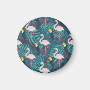 Imán Flamingo, toucano: patrón de hojas tropicales