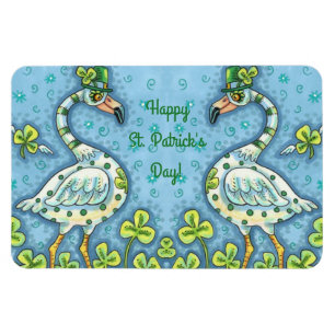 IMÁN FLAMINGOS DE PUNTO VERDE DE POLKA, DIVERTIDO ST. E