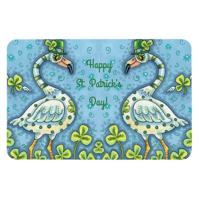 IMÁN FLAMINGOS DE PUNTO VERDE DE POLKA, DIVERTIDO ST. E (Horizontal)