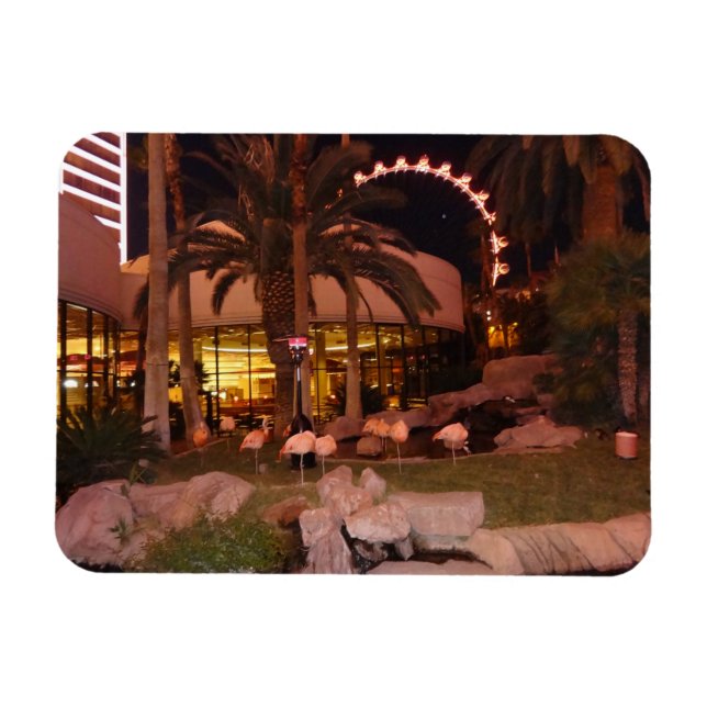 Imán Flamingos, Las Vegas Photo Magnet (Horizontal)