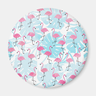 Imán Flamingos y hojas de monstera gráciles
