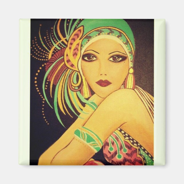 Imán Flapper Art Deco Bailarina Lady Magnet (Frente)