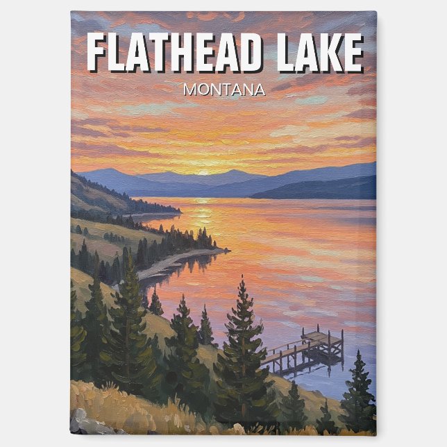 Imán Flathead Lake Montana Travel (Anverso)