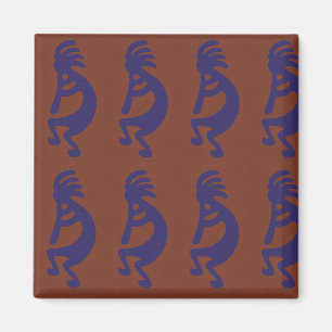 Imán Flauta Jugando a la figura de Kokopelli - Azul sob
