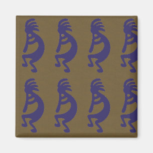Imán Flauta Jugando a la figura de Kokopelli - Azul sob
