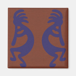 Imán Flauta Jugando a la figura de Kokopelli - Azul sob